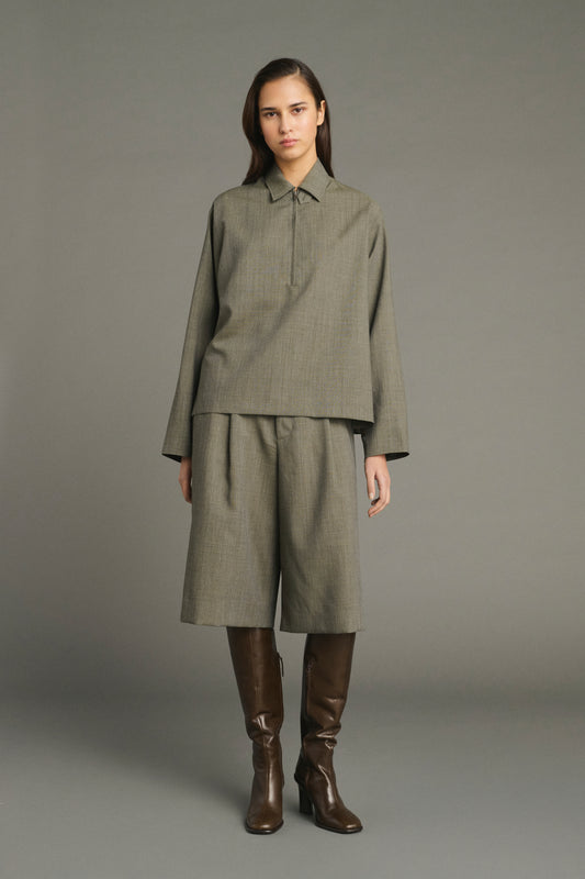 Bermuda Louison - Verde De Gris - Lana - Mujer