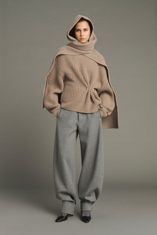 Bufanda Loretta - Beige Jaspeado - Lana Merino - Mujer