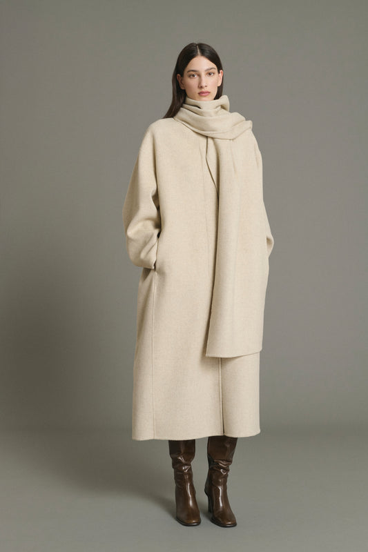 Abrigo Finn - Crudo/Gris - Lana - Mujer