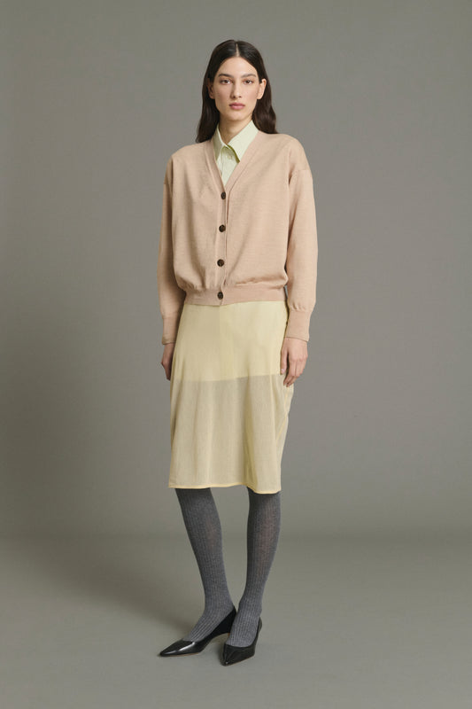Cárdigan Idem - Beige rosado - Lana merino - Mujer