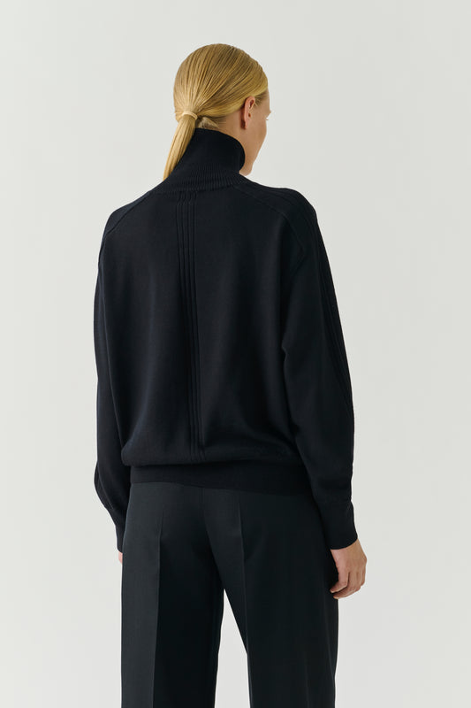 Jersey Nord - Negro Lana Merino Cuello Vuelto Oversize - Soeur