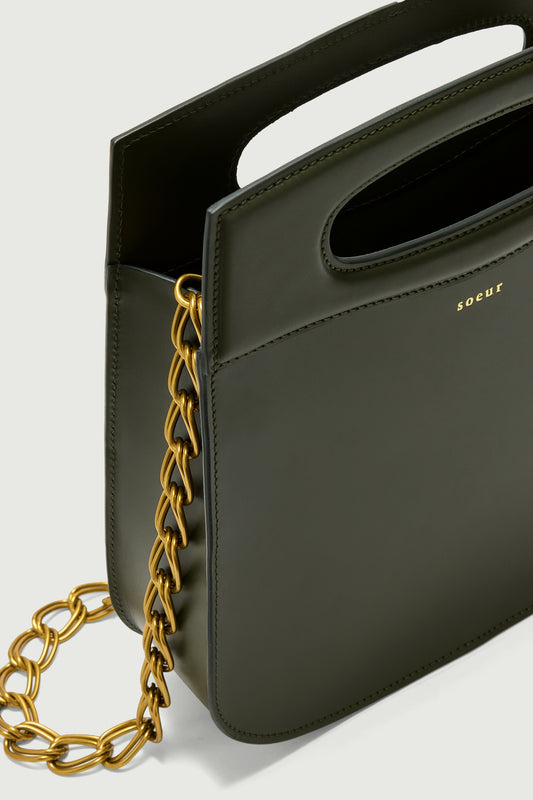 Bolso Cheri - Verde Militar - Cuero - Mujer