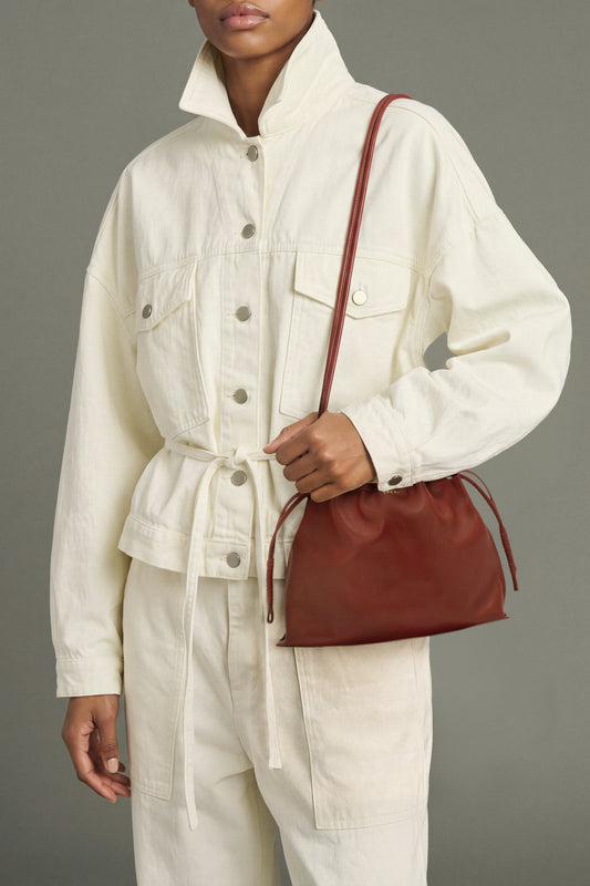 Bolso Suzette - piel roja flexible fruncida - Soeur
