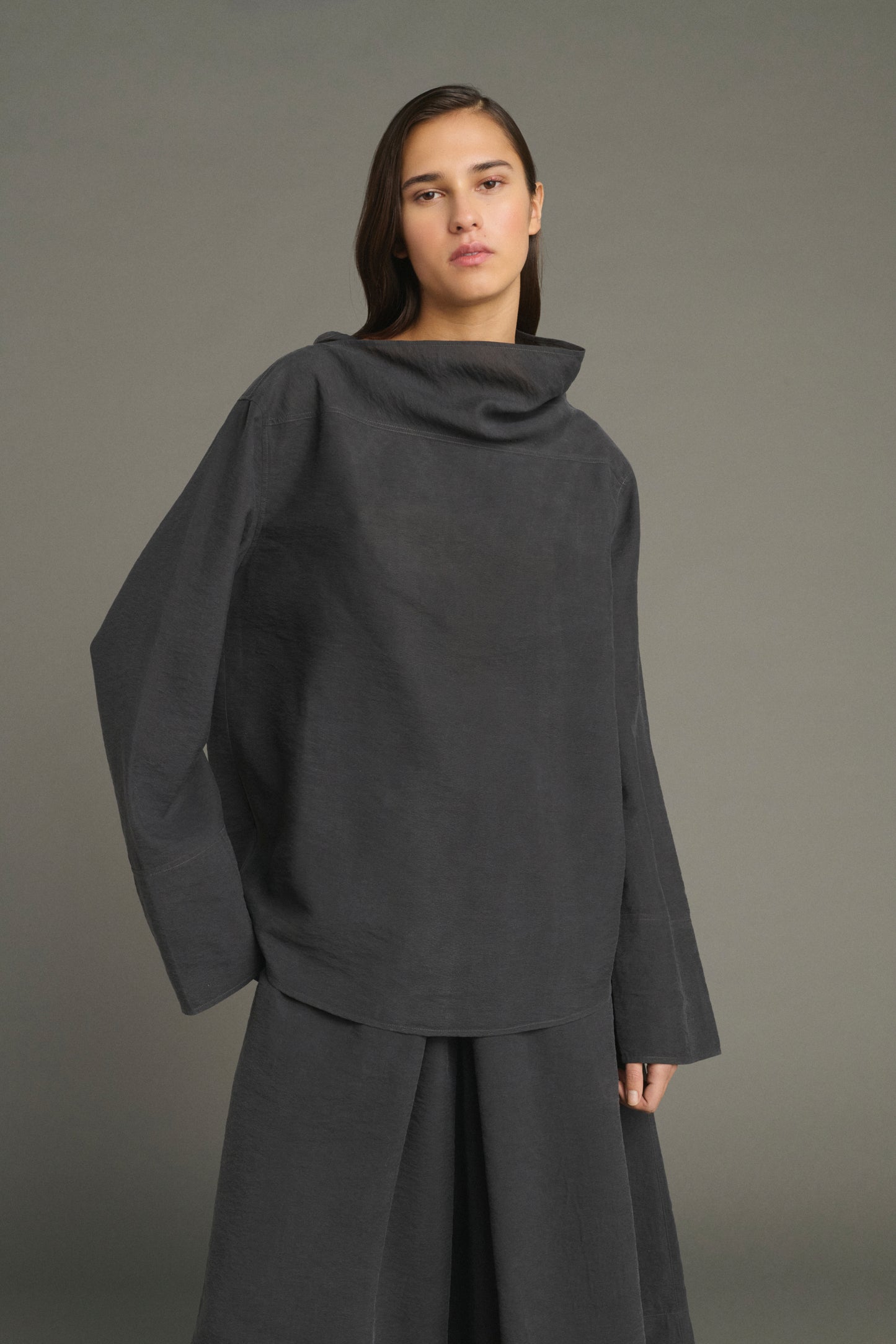 Blusa Laila - Gris Antracita - Seda - Mujer