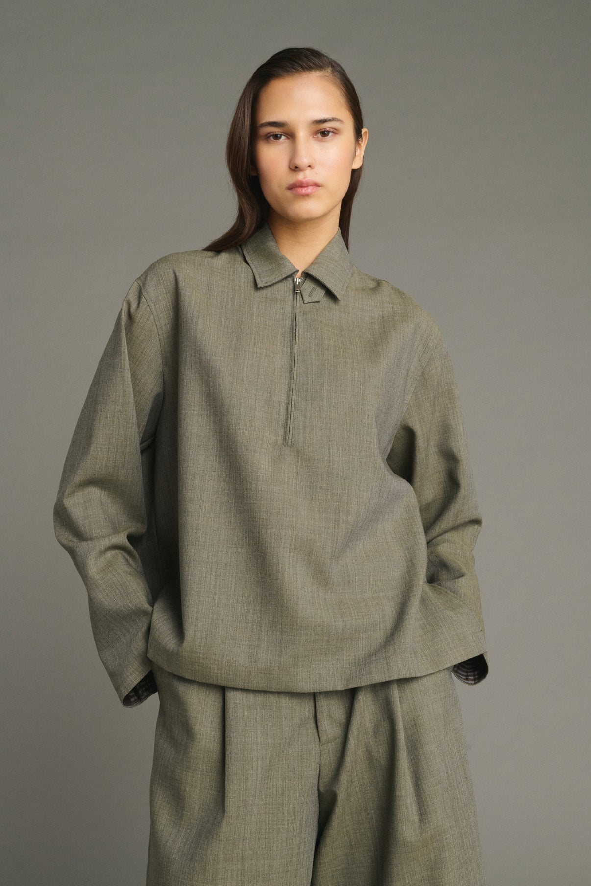Blusa Jessie - Verde de gris - Lana - Mujer vue 1
