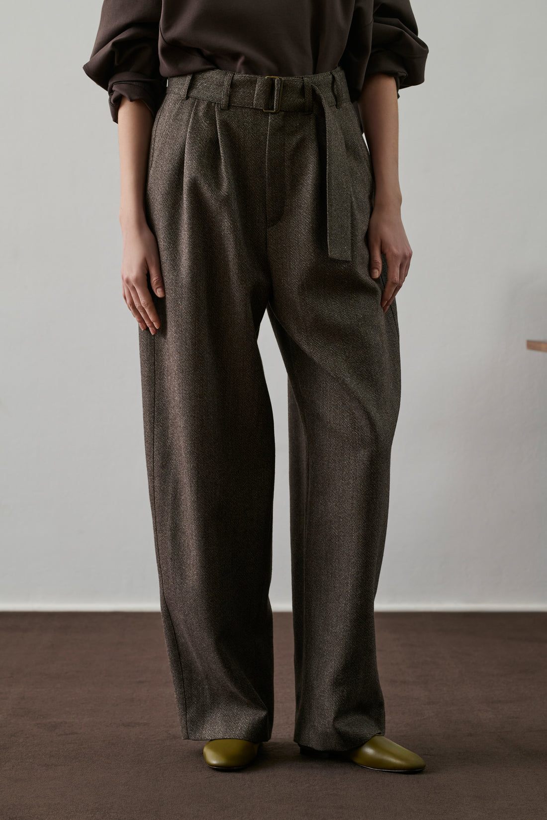 Pantalon Cole - Marron/Écru - Laine - Femme