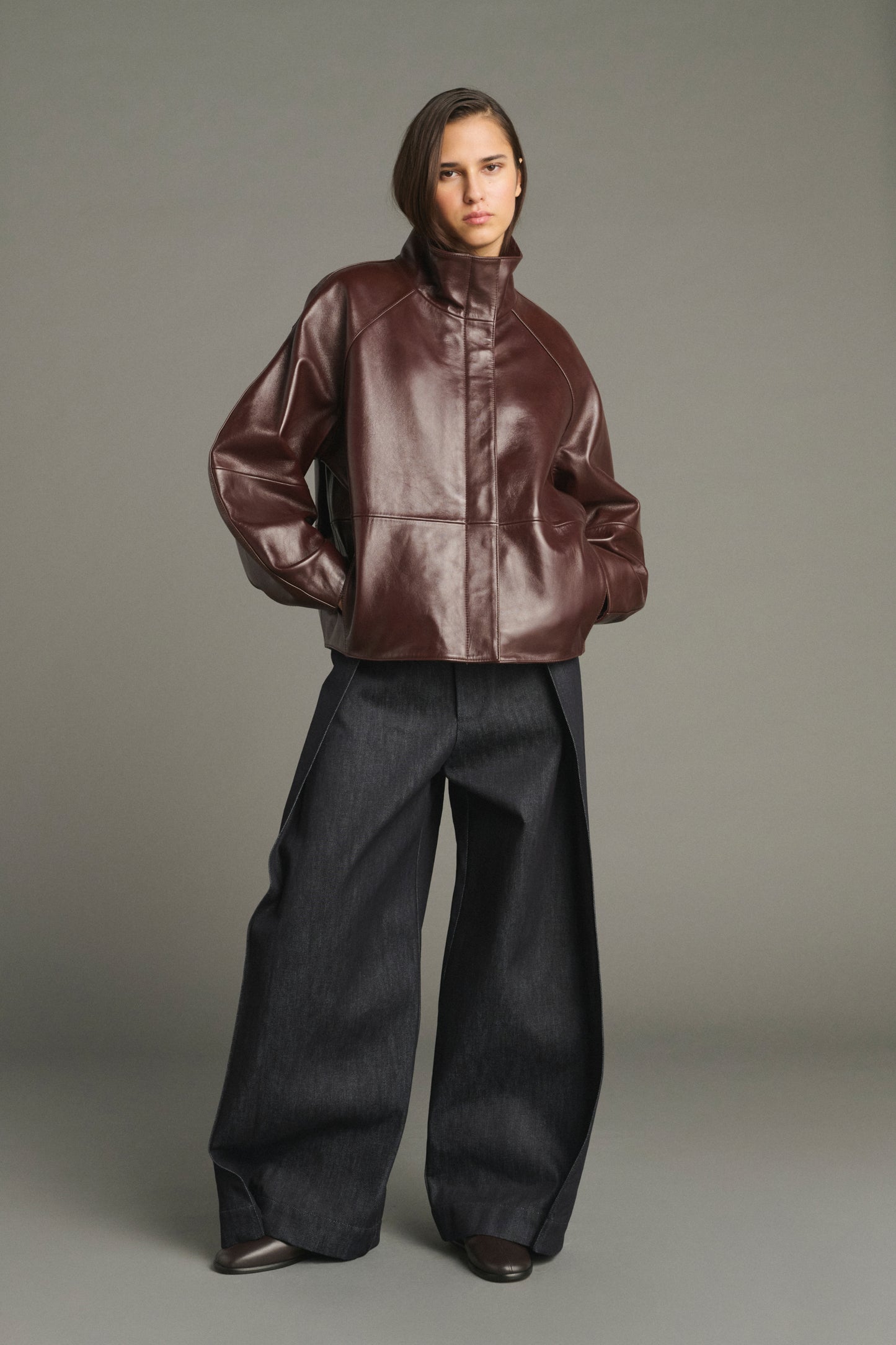 Chaqueta Gamma - Burdeos - Cuero - Mujer