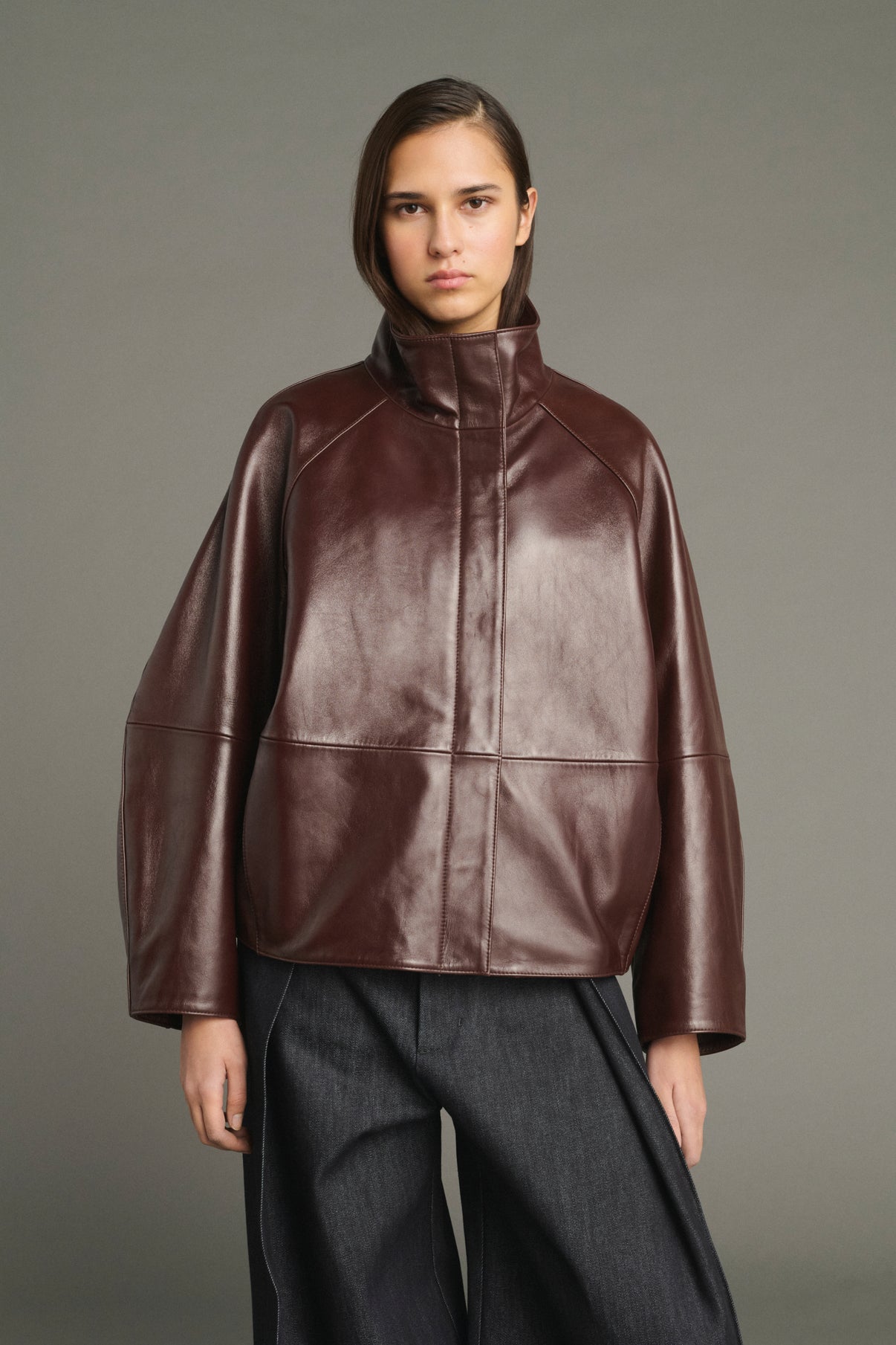 Chaqueta Gamma - Burdeos - Cuero - Mujer vue 3
