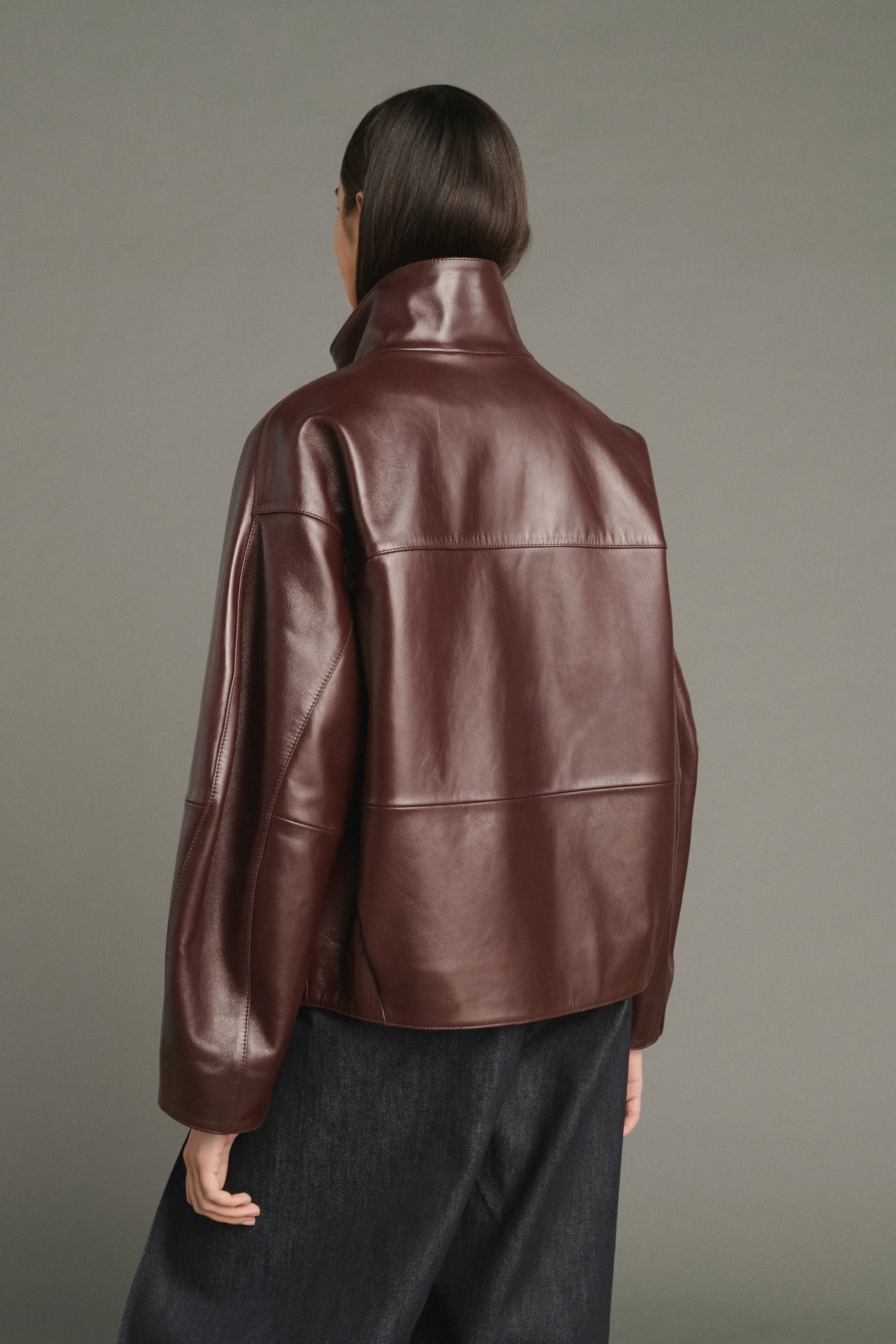 Chaqueta Gamma - Burdeos - Cuero - Mujer vue 4
