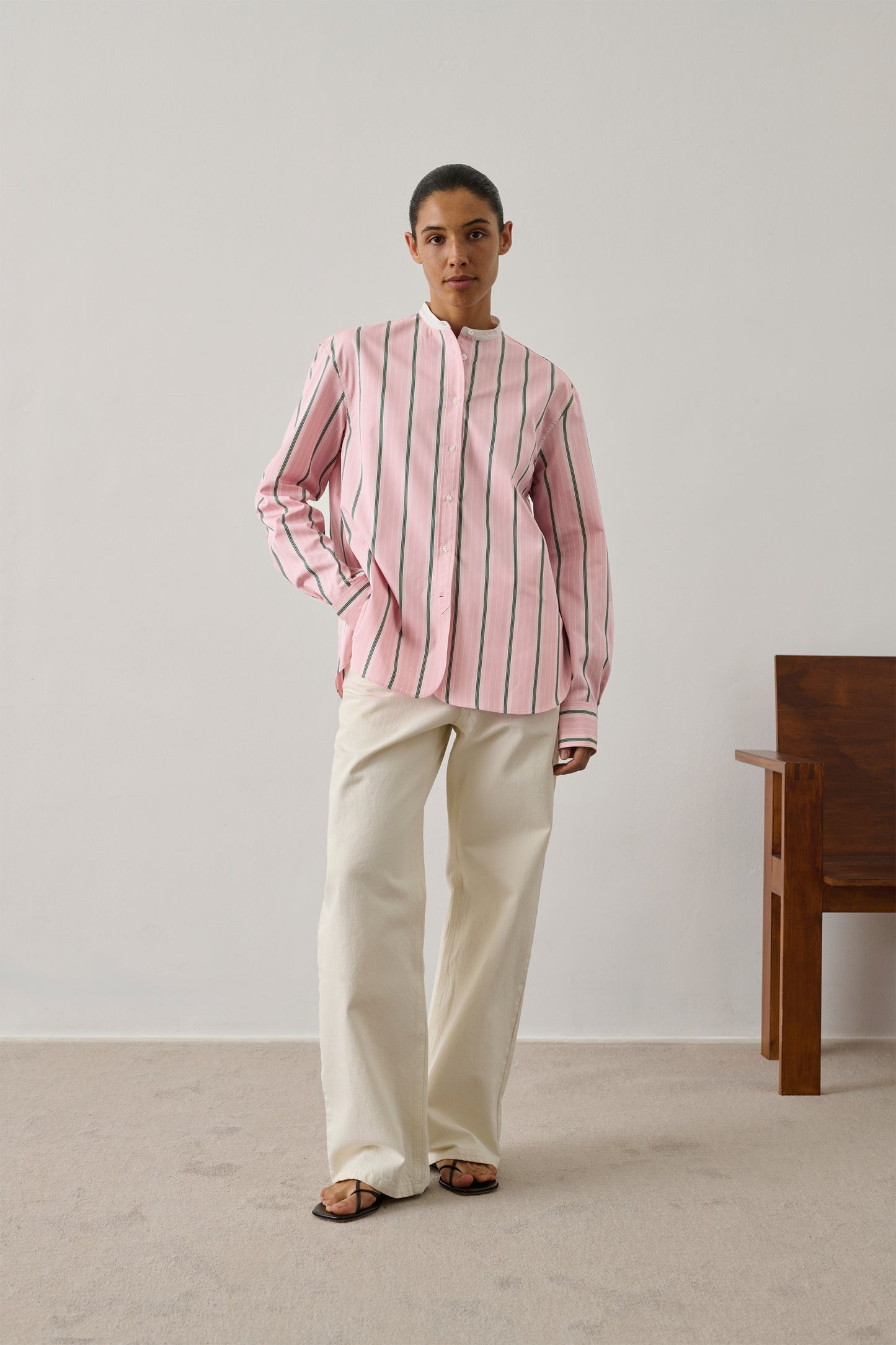 Camisa Bermudes - Rosa/Gris - Algodón - Mujer