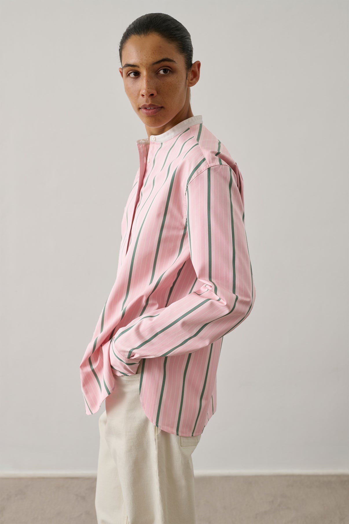 Camisa Bermudes - Rosa/Gris - Algodón - Mujer vue 2