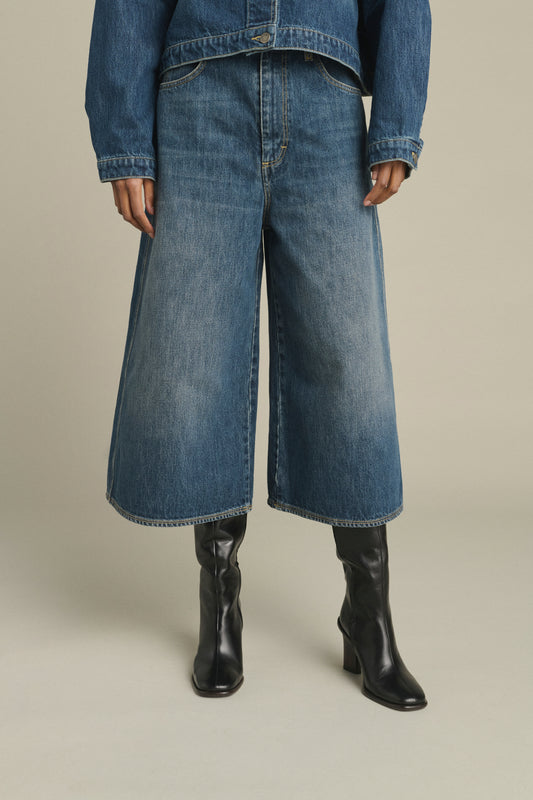Bermuda Joyce - Denim azul delavé - Algodón - Mujer
