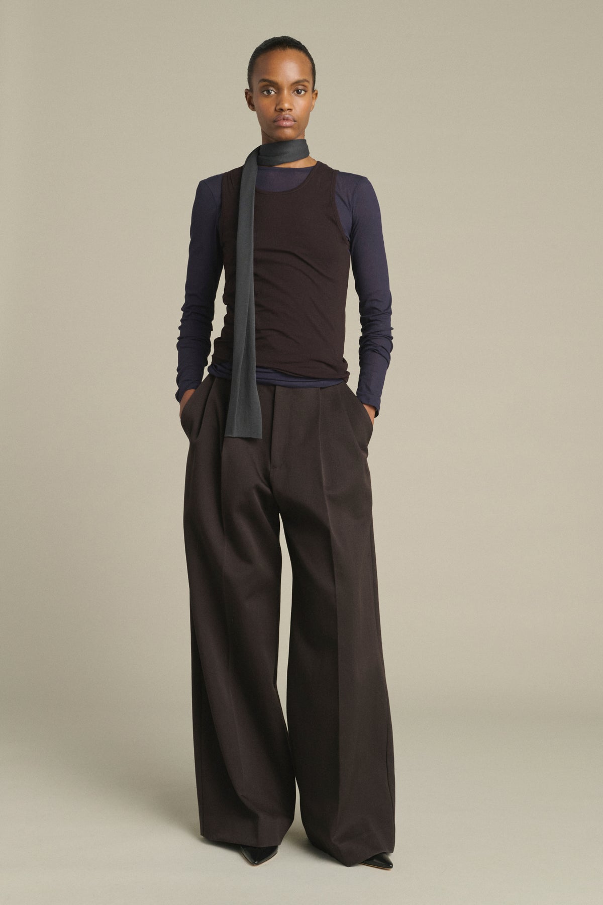 Bufanda Kola - Gris Antracita Punto de Algodón - Soeur