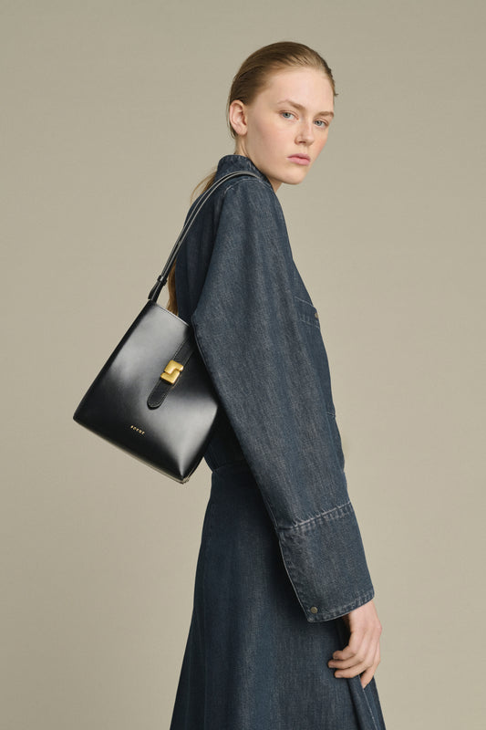Bolso Bello Mini - Negro Cuero Box Cubo - Soeur