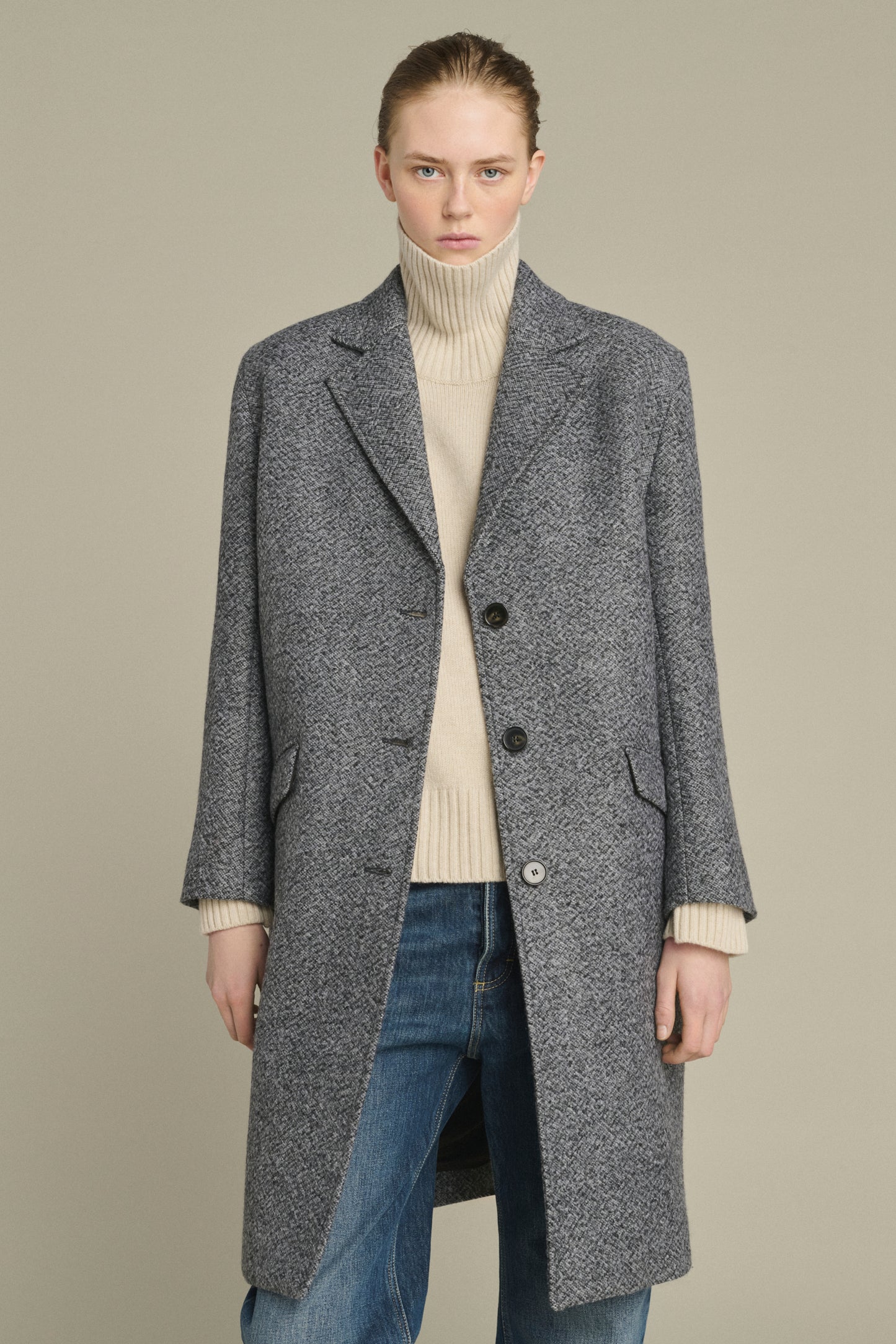 Abrigo Leon - Gris/Negro - Lana - Mujer