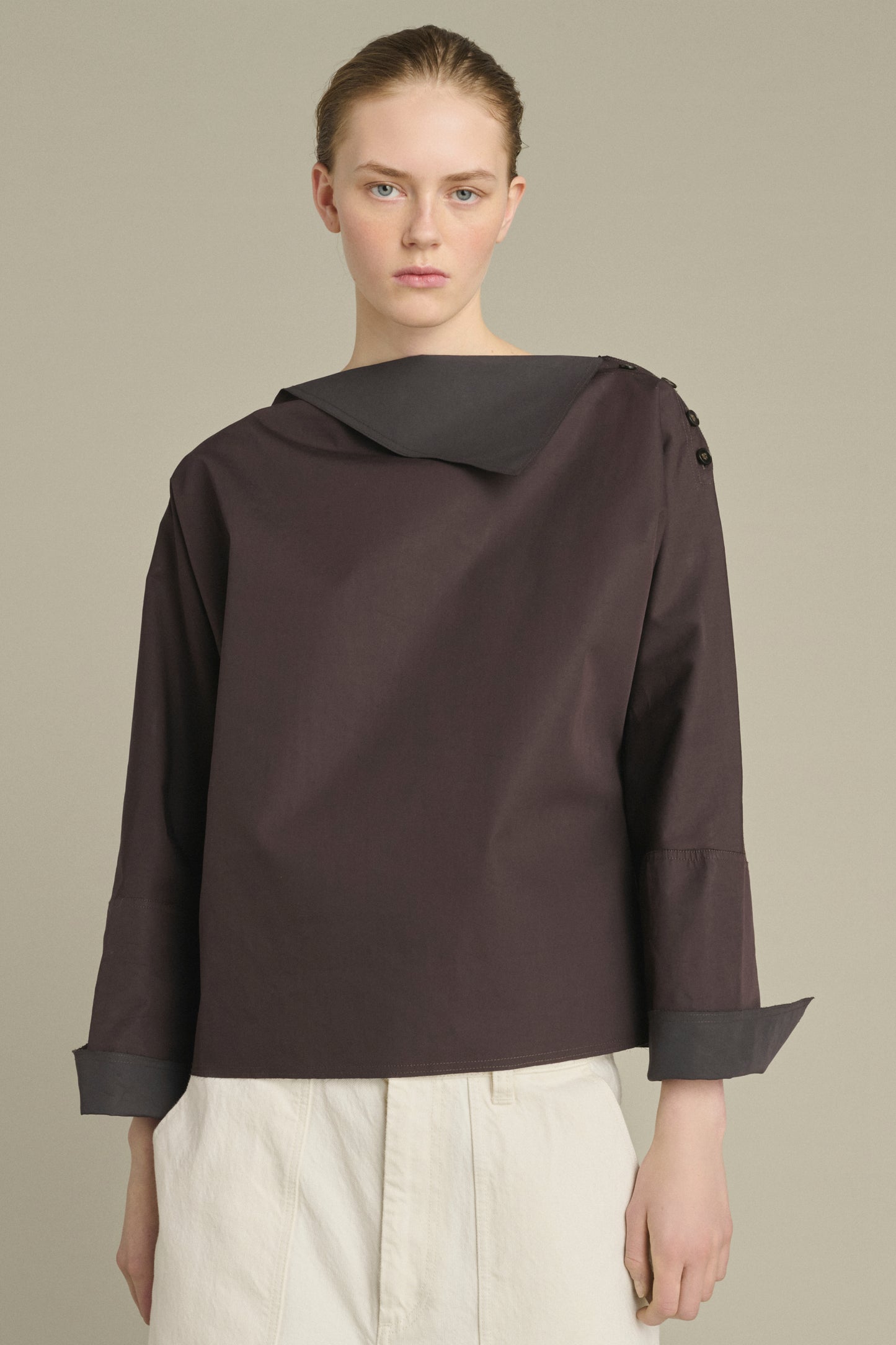 Blusa Kate - Higo/Marrón Oscuro - Algodón - Mujer