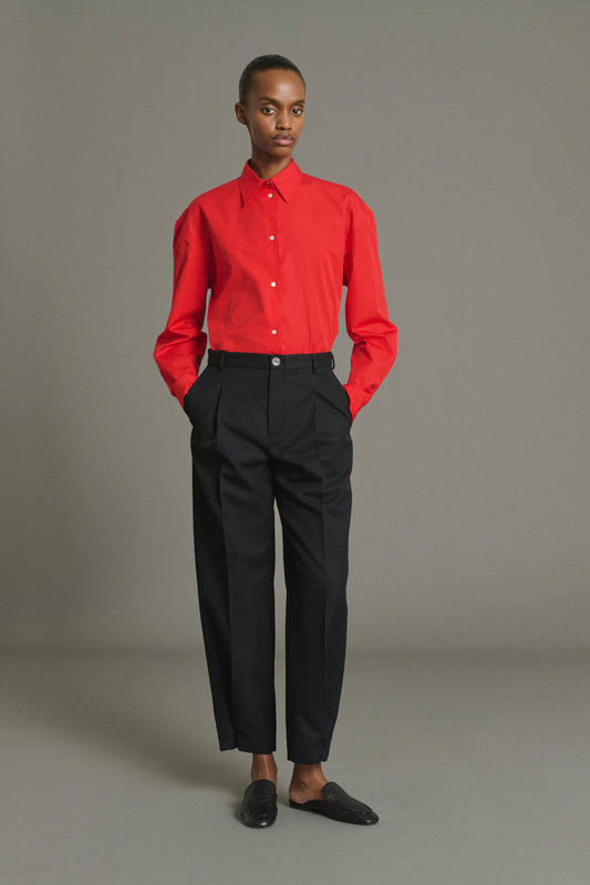 Pantalón Felix - Negro Lana con Pinzas Mujer - Soeur