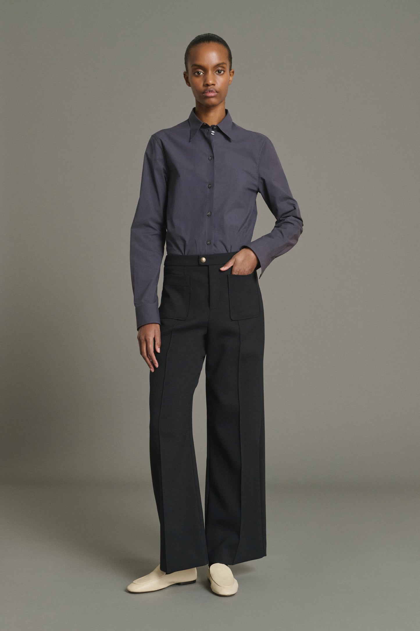 Pantalón Harry - Negro Lana Acampanado 7/8 Mujer - Soeur