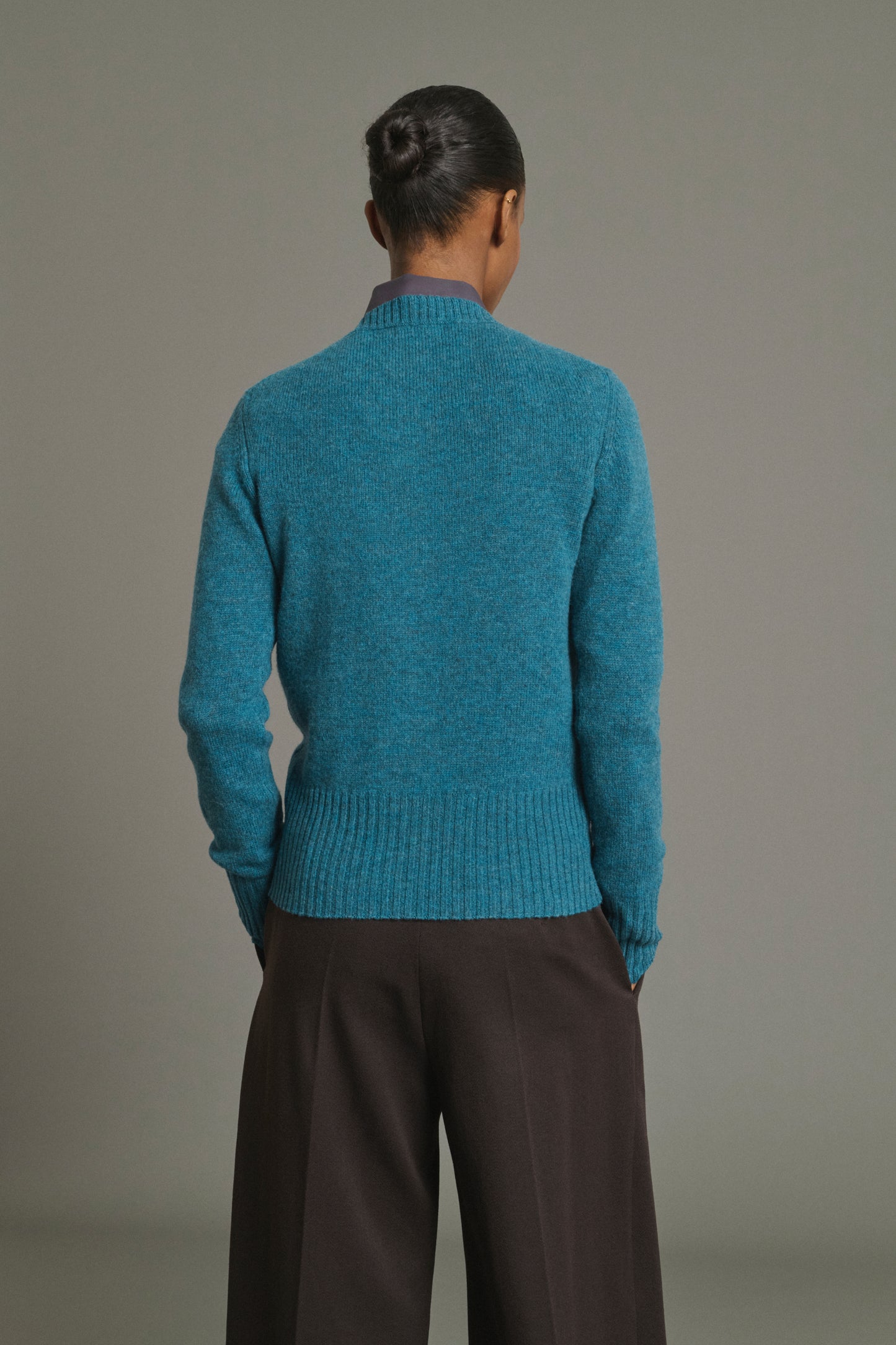 Cárdigan Fugu - Azul persa - Lana merina - Mujer