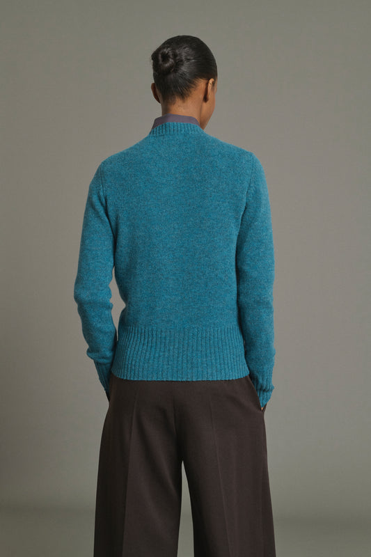 Cárdigan Fugu - Azul persa - Lana merina - Mujer