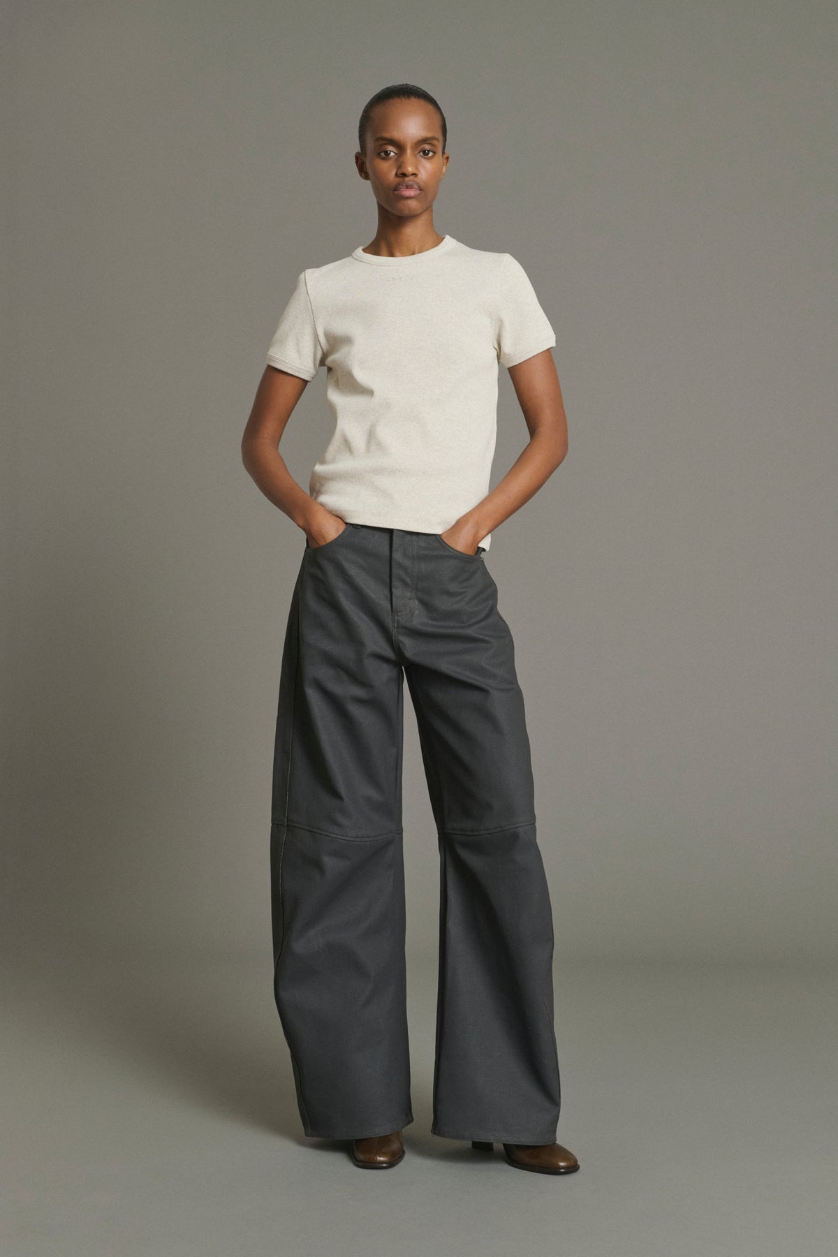 T-Shirt Aristide - Gris Jaspeado Algodón Orgánico Canalé Mujer - Soeur vue 5