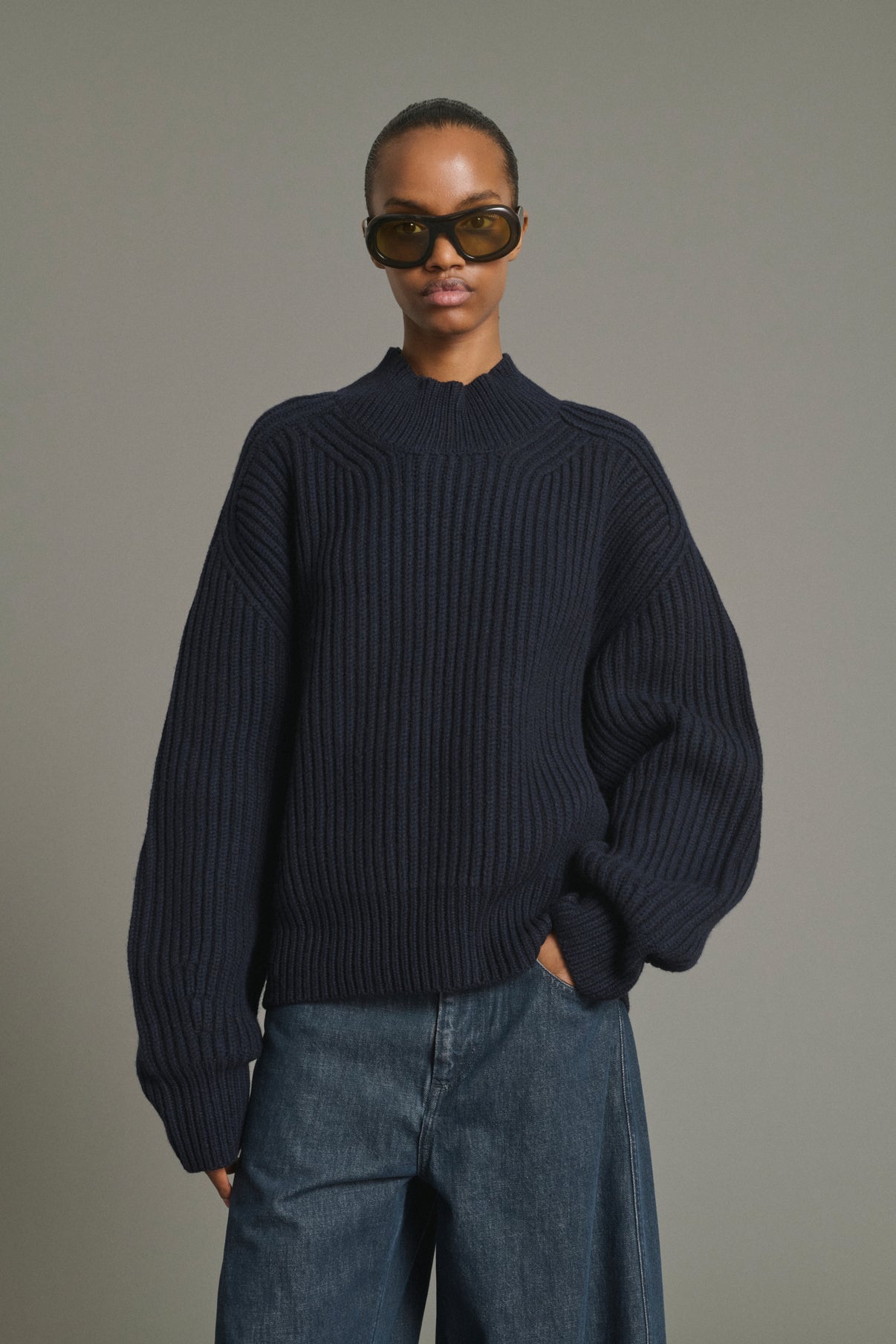 Jersey Flamand - Navy lana merina costillas gruesas - Soeur vue 1