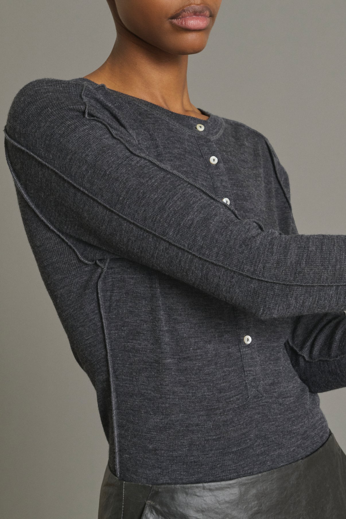 Camiseta Laos - Gris Antracita - Lana - Mujer vue 5