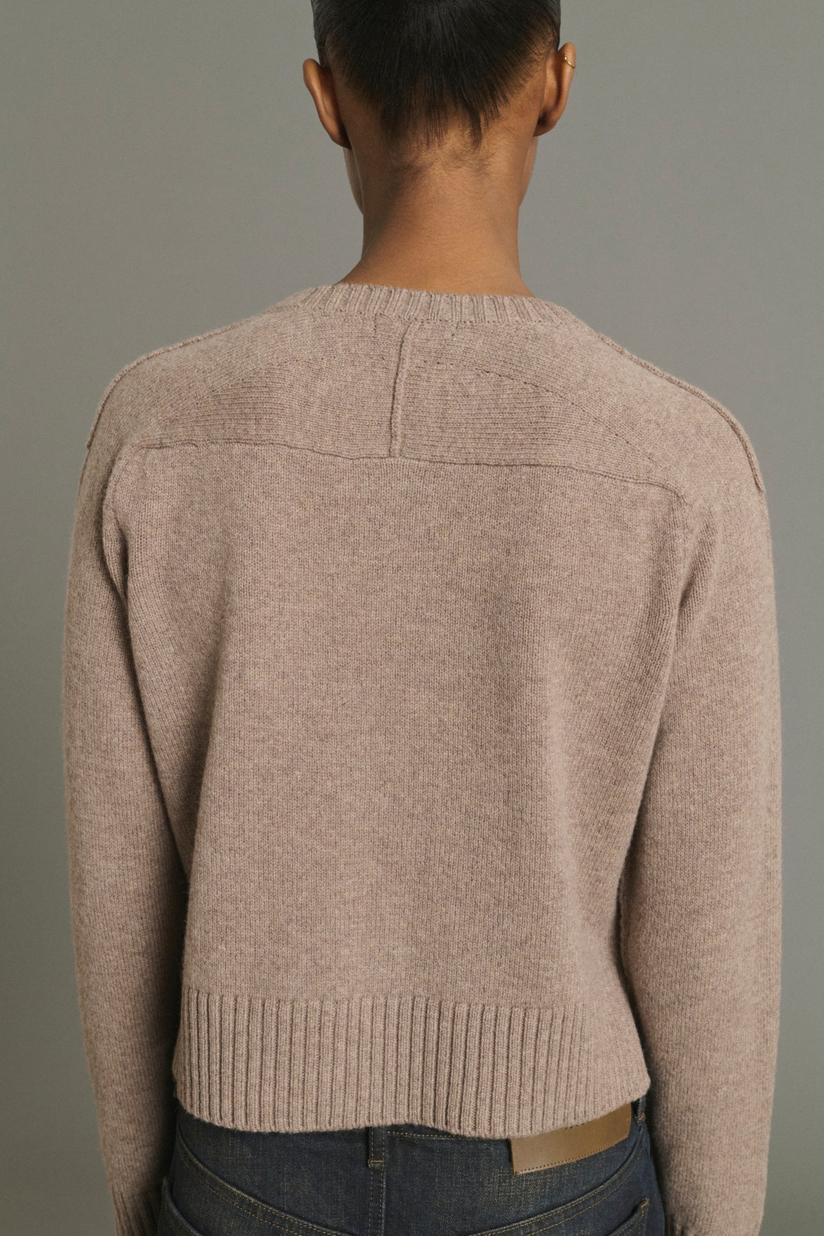 Cárdigan Virginia - Beige jaspeado - Lana merino - Mujer vue 2
