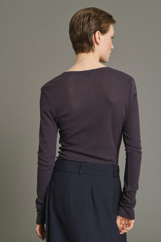 Camiseta Isabella - Marrón Rojo/Violeta Oscuro - Algodón - Mujer