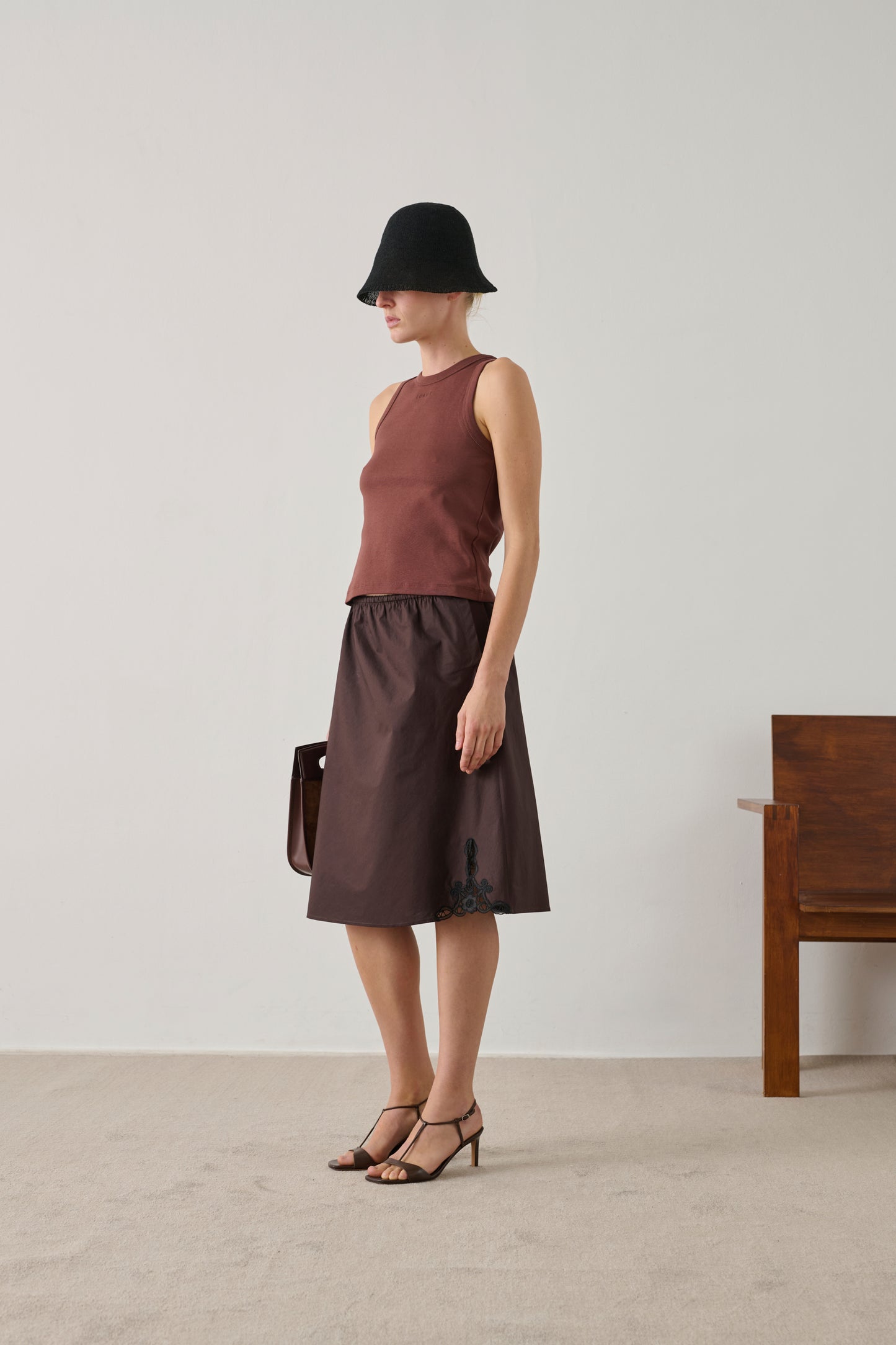 Jupe Houna - Marron Foncé - Coton - Femme