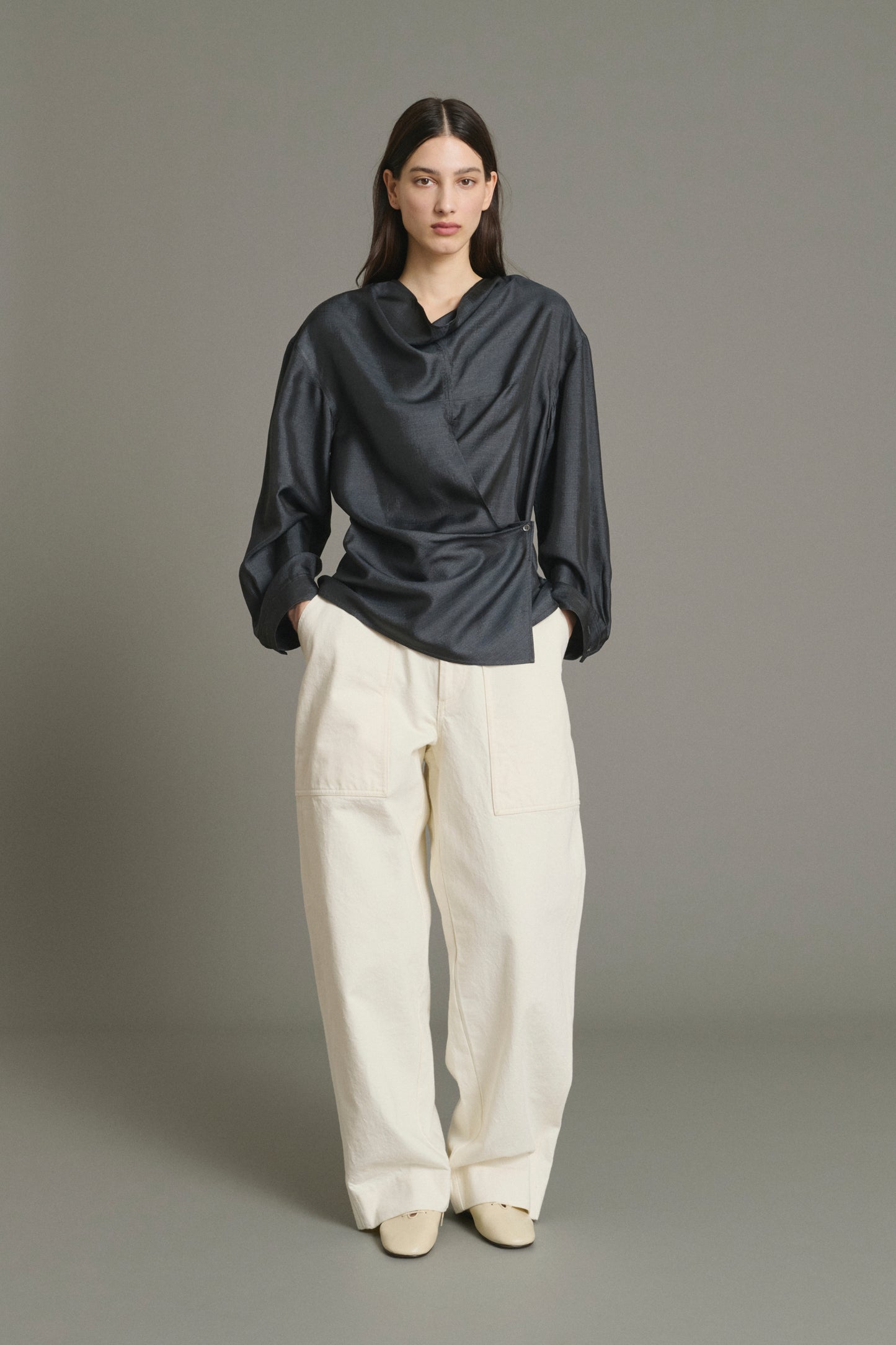 Blusa Jenny - Gris Antracita - Seda - Mujer