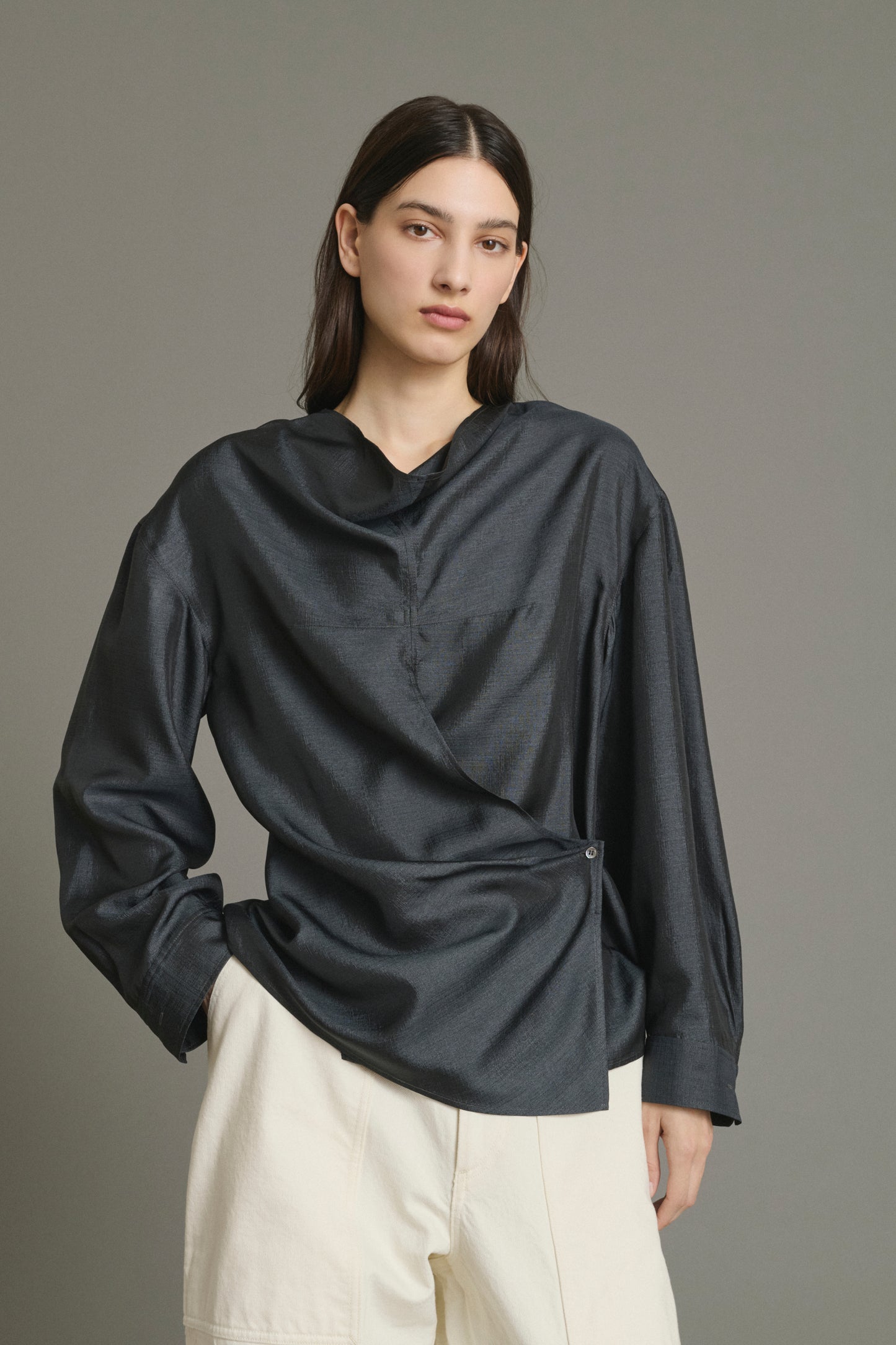 Blusa Jenny - Gris Antracita - Seda - Mujer