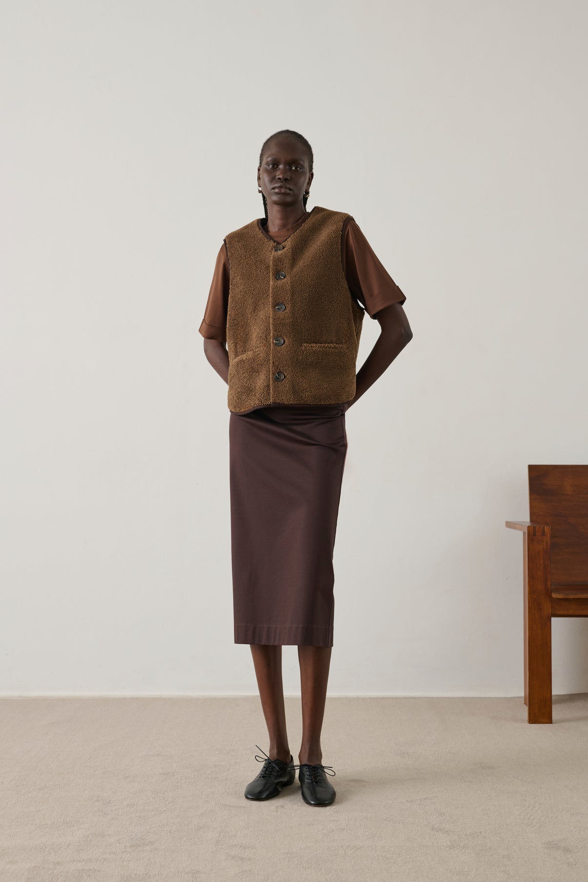 Gilet sans manches Fusil - Marron - Femme vue 4