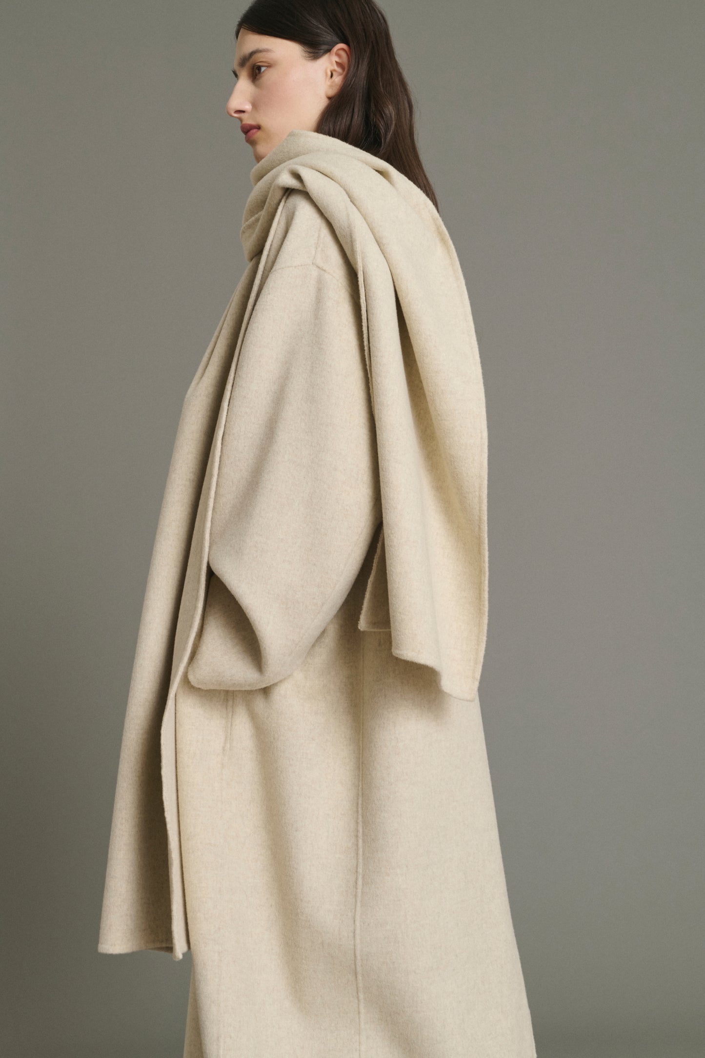 Abrigo Finn - Crudo/Gris - Lana - Mujer