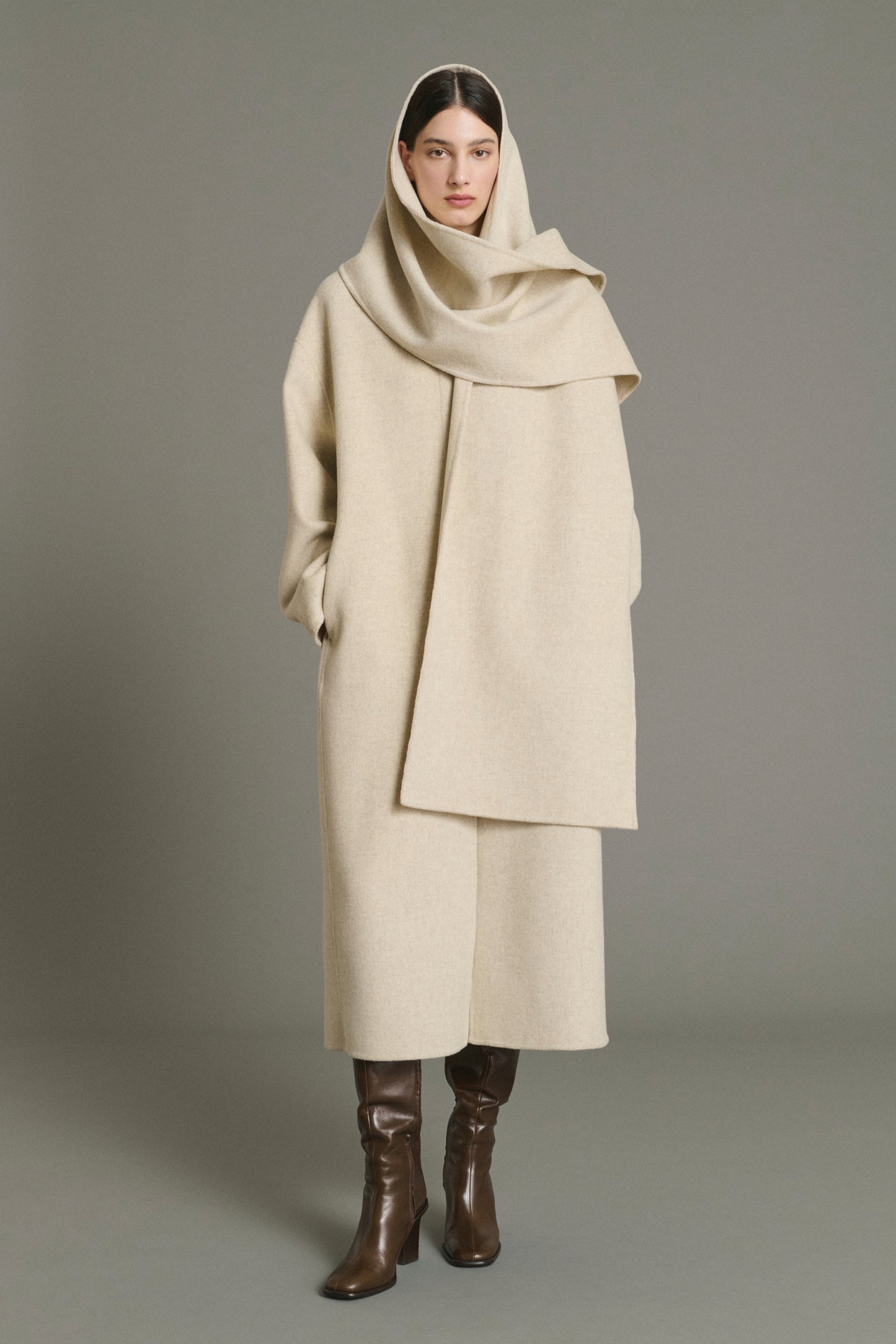 Abrigo Finn - Crudo/Gris - Lana - Mujer