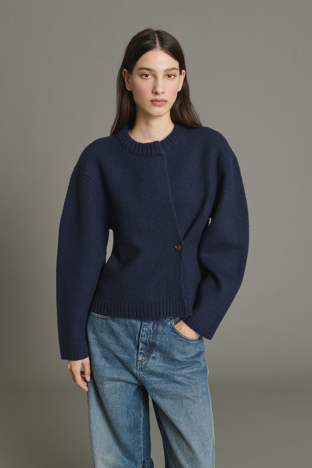 Cárdigan Galileo - Navy - Lana Merino - Mujer vue 1
