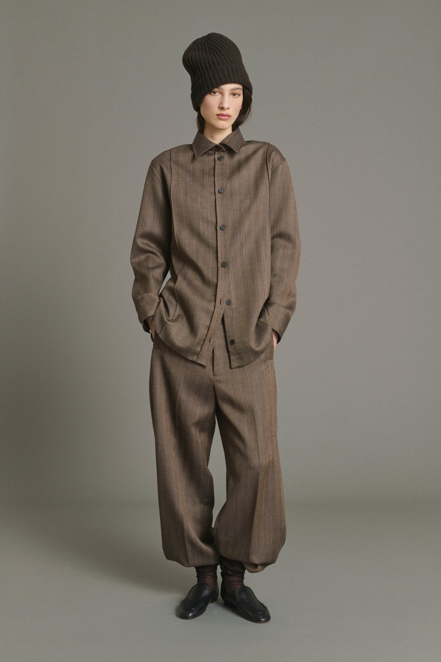Camisa Lisbonne - Marrón/Malva - Lana - Mujer