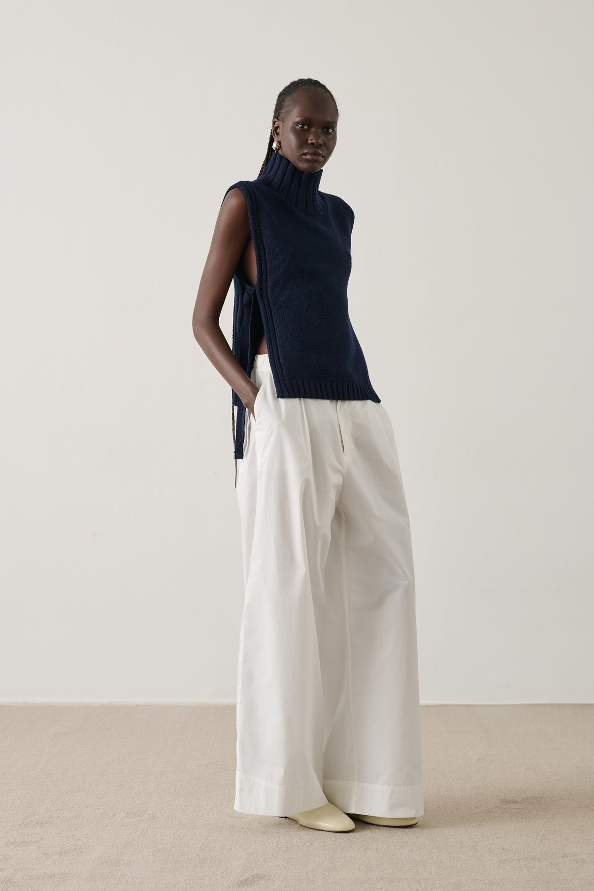 Pull Or - Navy - Laine - Femme vue 4