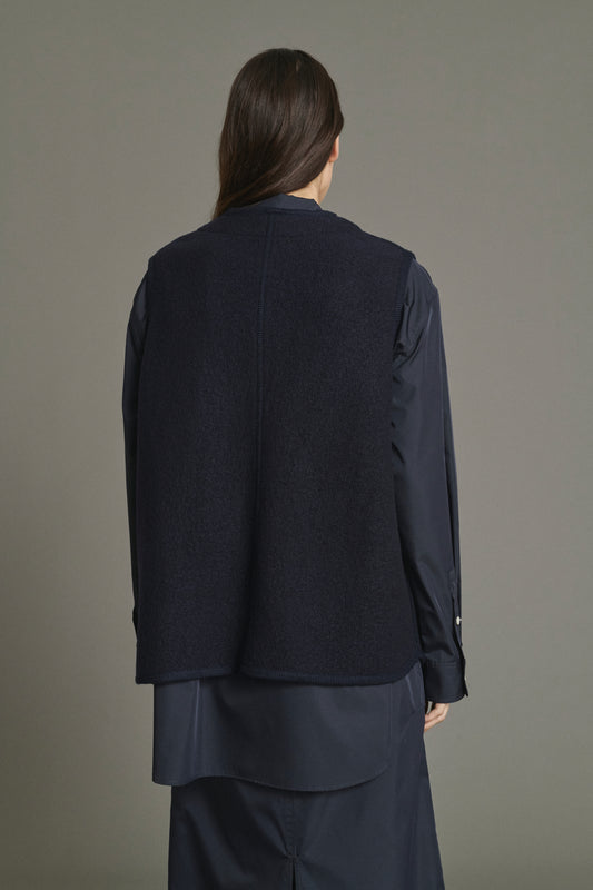 Chaqueta Chicago - Azul Marino Lana Boullida Mujer - Soeur