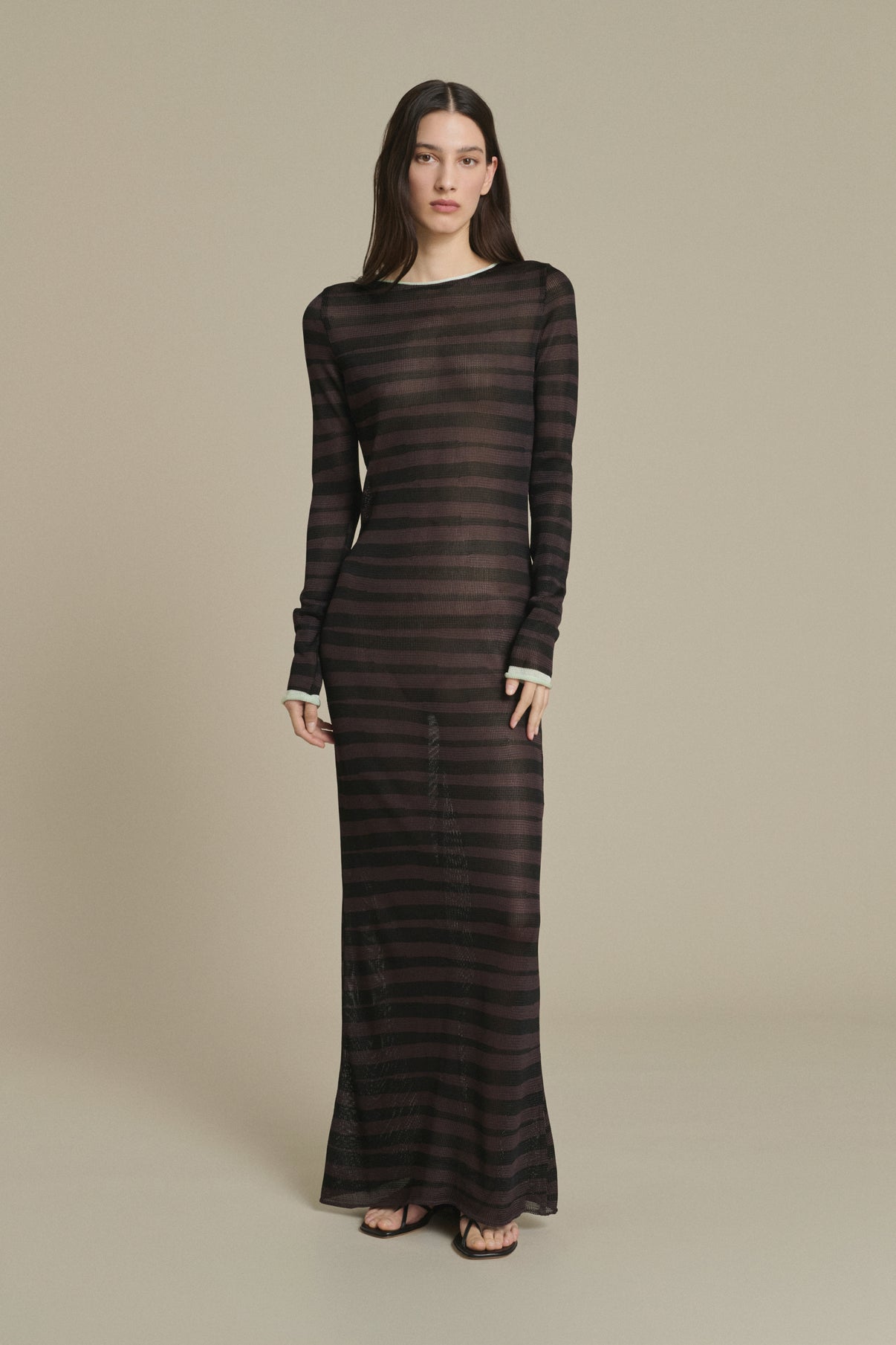 Robe Momo longue rayée chocolat et noir Soeur & TL180 - Soeur vue 1