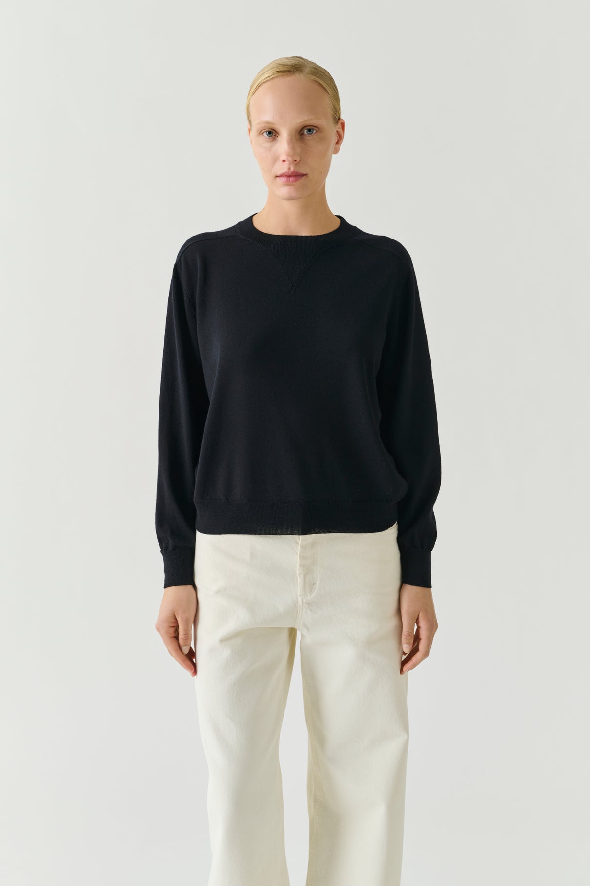 Jersey Pio - Negro - Lana merino - Mujer vue 2