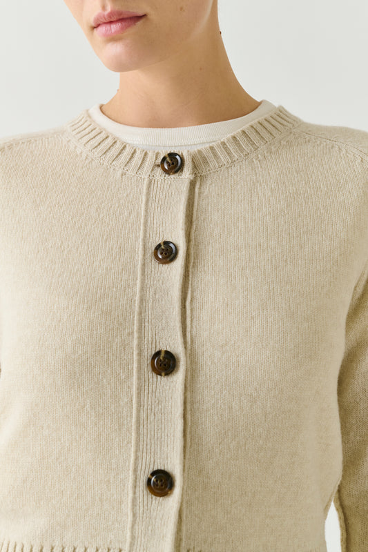 Cárdigan Virginia - Crudo jaspeado - Lana merino - Mujer