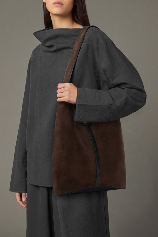 Bolso shopper Delice - Marrón oscuro en serraje - Soeur