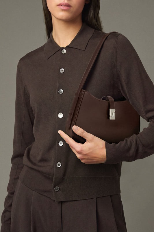 Bolso Bonnie - Cuero box color chocolate con hebilla S - Soeur